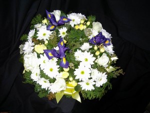 wreath arrangement in florist foam for delivery in Nelson